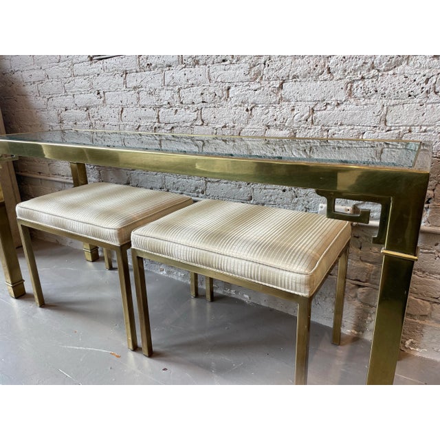 Metal 1970s Vintage Mastercraft Greek Key Console Table For Sale - Image 7 of 12