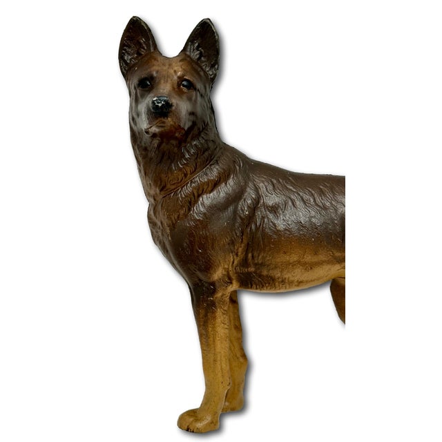 Brown Excellent Vintage Hubley Manufacturing Co Usa Cast Iron German Shepherd Dog Doorstop - Circa 1930s For Sale - Image 8 of 18