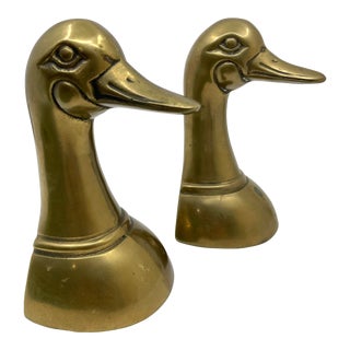Vintage Brass Duck Book Ends- a Pair For Sale