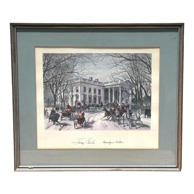 19th Century White House Painting Signed by Jimmy & Rosalynn Carter For Sale