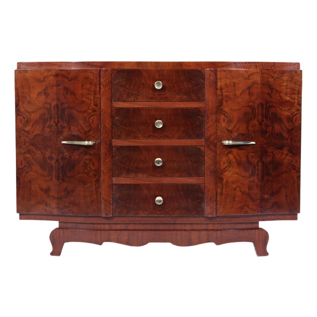 Art Deco French Small Sideboard in Walnut, 1925 For Sale