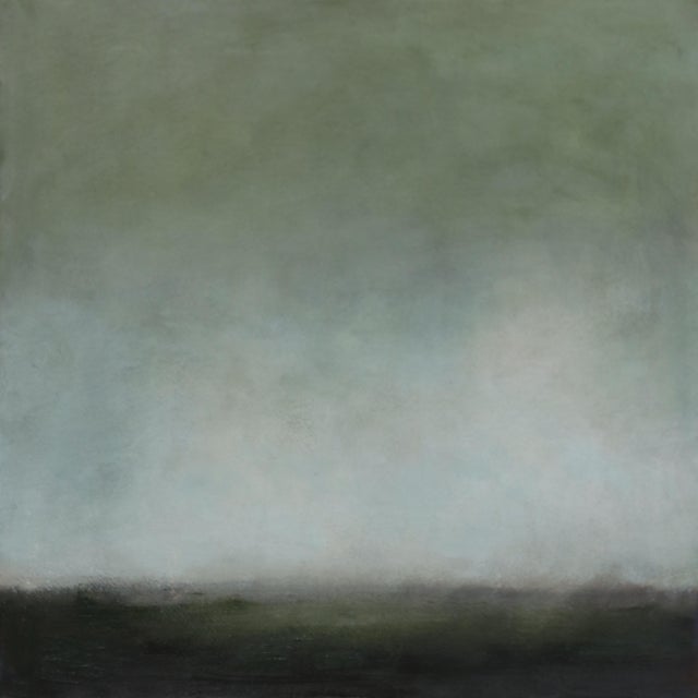 Janise Yntema Contemporary Abstract Oil & Cold Wax on Panel "The Waiting Green" by Janise Yntema For Sale - Image 4 of 4