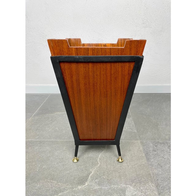 Teak & Black Metal Basket, Italy, 1960s For Sale - Image 4 of 8