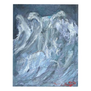The Sea, Tempera on Canvas, Mid-20th Century For Sale