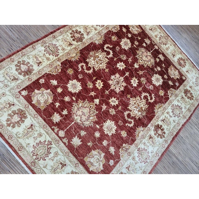 Burgundy Handmade Vintage Afghan Zigler Rug 5.1' X 6.4', 1980s For Sale - Image 8 of 11