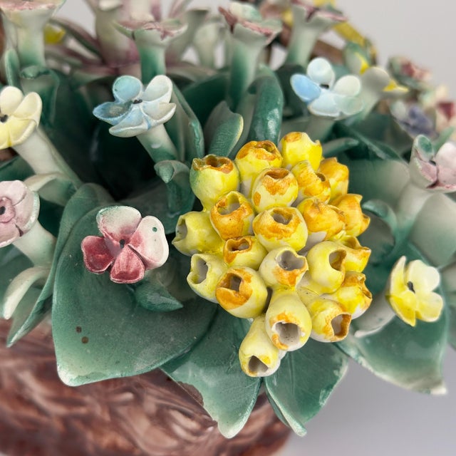 Vintage Ceramic Flower Basket from Capodimonte, Italy 1960s For Sale - Image 14 of 17