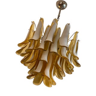 Vintage Murano Chandelier in Amber For Sale