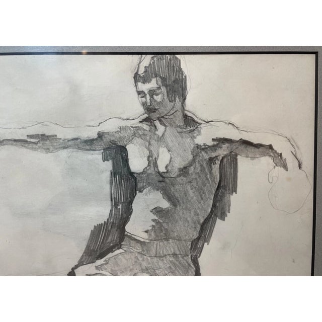 Vintage 1974 Original S Stirling Stylized Pencil Boxer Boxing Drawing Sketch For Sale - Image 4 of 10