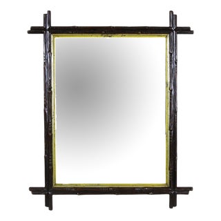 Rustic Black Forest Mirror with Gilt Inner Bar, Austria, 1880s For Sale