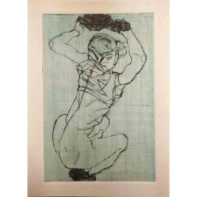 A seated woman is an artwork realized in 1990 after a drawing by Egon Schiele realized in 1910 ca. The portfolio, that...