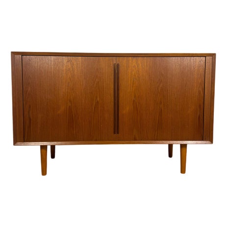 Teak Sideboard with Retractable Doors by Kai Kristiansen Denmark, 1960s For Sale