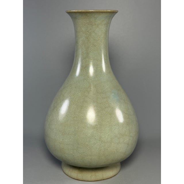 15th Century & Earlier Antique Chinese Celadon Yuhuchun Vase With Crackle Glaze For Sale - Image 5 of 7