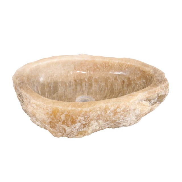 Carved and Polished Onyx Sink Basin in Cream Color For Sale - Image 12 of 12