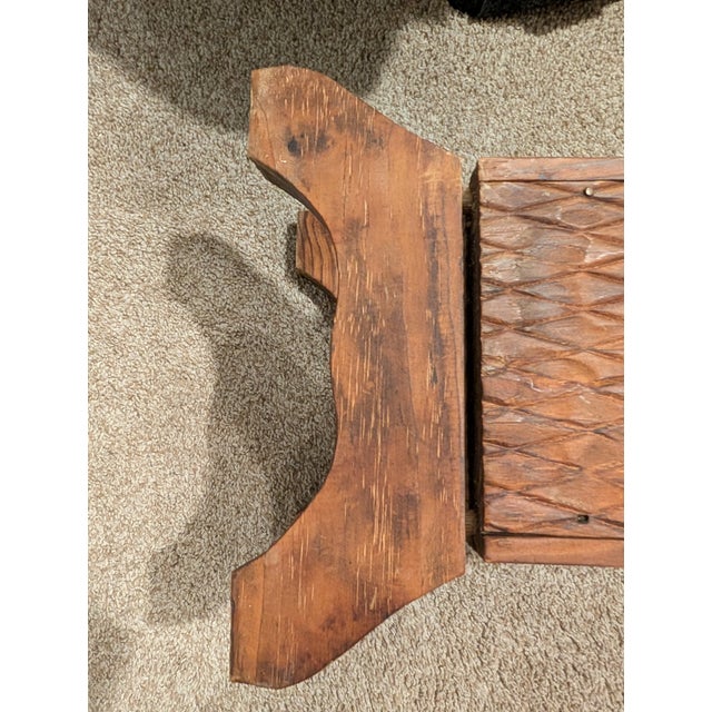 1970s Spanish Mediterranean Brutalist Carved Pine Pedestal Side Table For Sale - Image 10 of 11