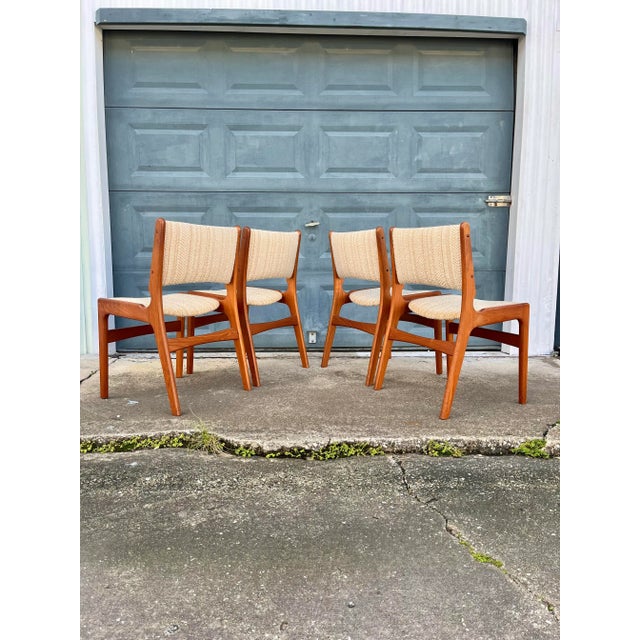 Mid-Century Modern Set of Four Erik Buch Style Danish Dining Chairs With Upholstered Seat and Seat-Back For Sale - Image 3 of 13