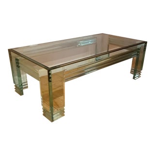 1970's Vintage, Glass and Lucite, Rectangular Coffee Table For Sale