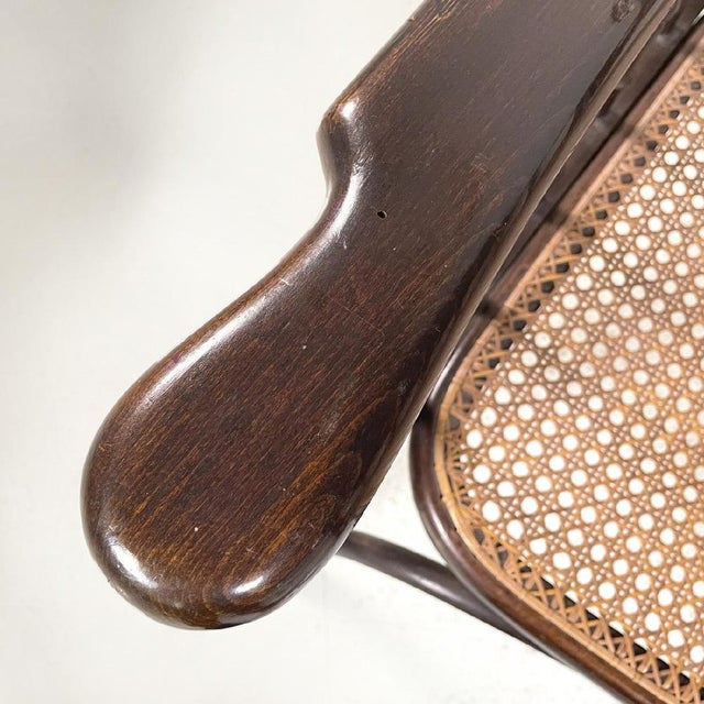 Art Deco Dark Wood and Straw Armchair with Reclining Backrest, 1890s For Sale - Image 16 of 18