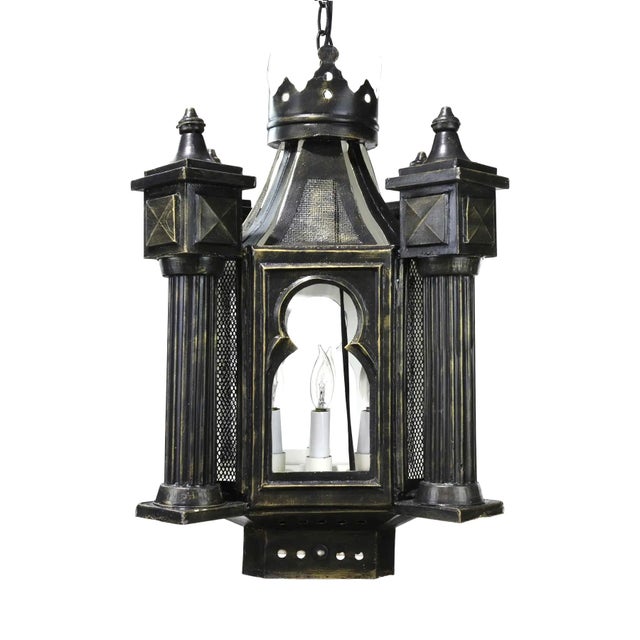 Vintage Tuscan Style Black Turret Chandelier, Handmade Ironwork. For Sale - Image 10 of 10