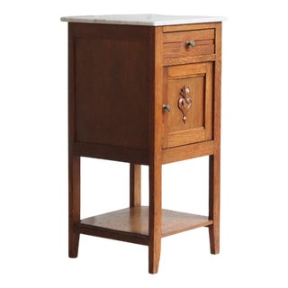 Antique Slim Bedside Table with Marble Top, France, 1900 For Sale