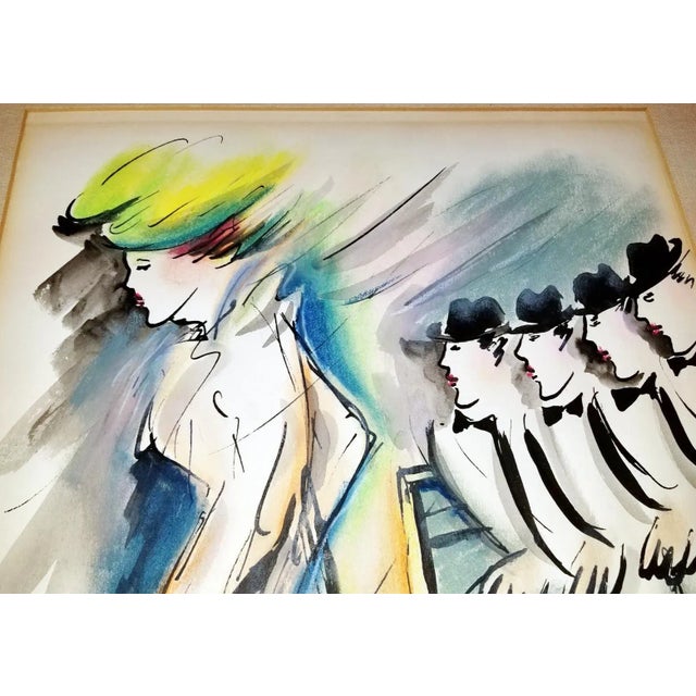 1970s Parisian Period Original Watercolor Painting by Zamy Steynovitz, Framed For Sale - Image 4 of 11