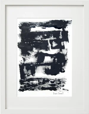 Black and White Minimalist Abstraction 'Fields' Series #5 Joan Mitchell Inspired One-Of-A-Kind High-End Framed Original by Diane Grant