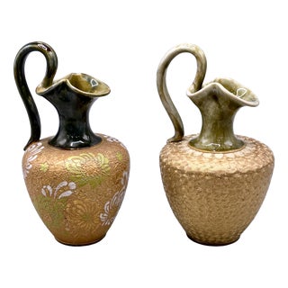 Antique Art Nouveau Stoneware Vases from Royal Doulton Lambeth, 1890s, Set of 2 For Sale