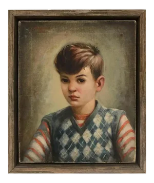 Portrait of Boy in Blue Argyle Sweater Oil Painting by Robert Rukavina