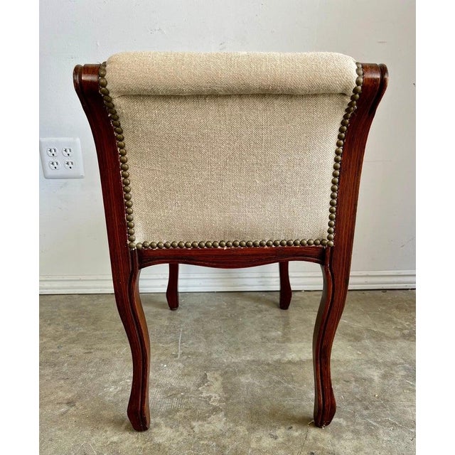 Textile French Linen Upholstered Bench C. 1940's For Sale - Image 7 of 11