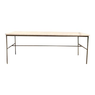 Paul McCobb Irwin Collection Brass and Travertine Console Table For Sale