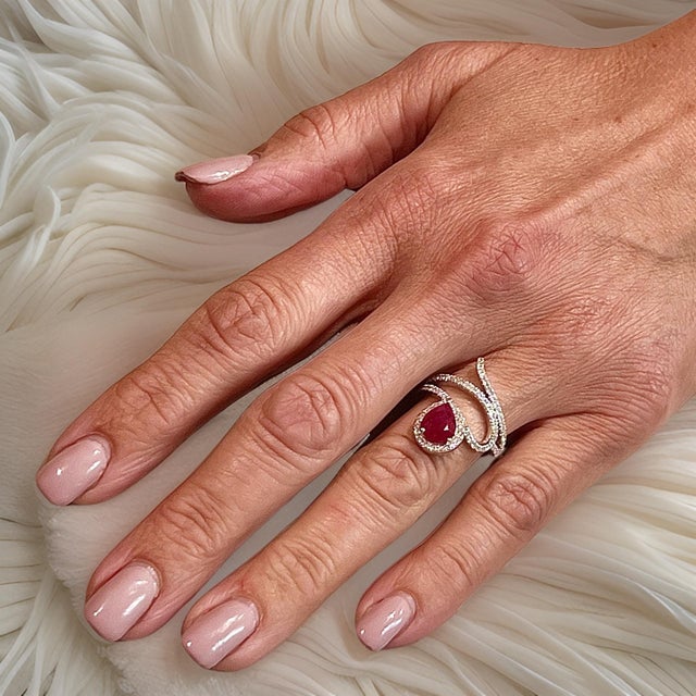 Natural Ruby Diamond Ring 6.5 14k W Gold 2.32 TCW Certified For Sale - Image 17 of 18
