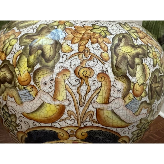 FloorGinger Jar. Extra Large. Beautifully Painted With Crackle Finished.Italian Design For Sale - Image 10 of 11