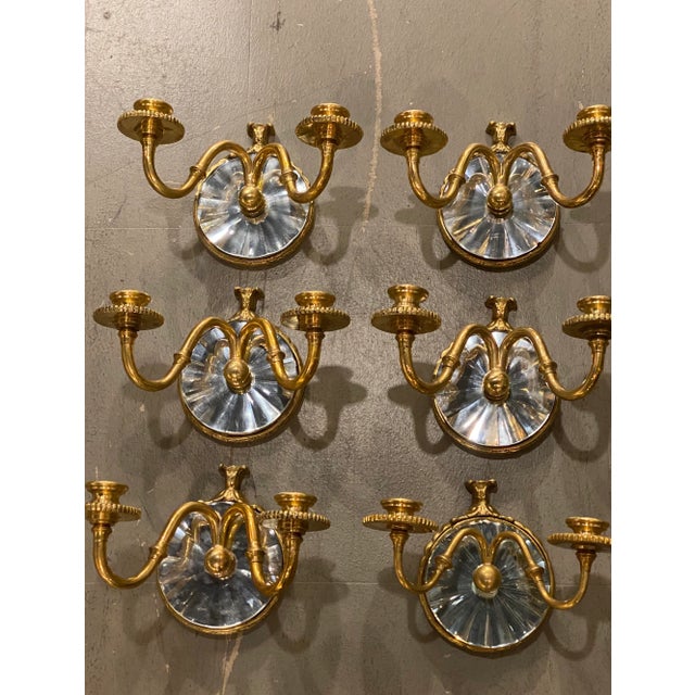 French Country 1920s Small French Mirror Sconces With 2 Lights- a Pair For Sale - Image 3 of 5