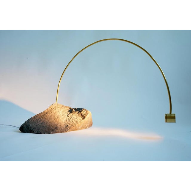Greywacke Table Light in Stone and Brass by Johannes Hemann For Sale - Image 9 of 13