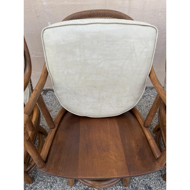Vintage Hollywood Regency Bentwood Rattan Bamboo Swivel Chair Dining Set - 5 PCS For Sale - Image 9 of 18