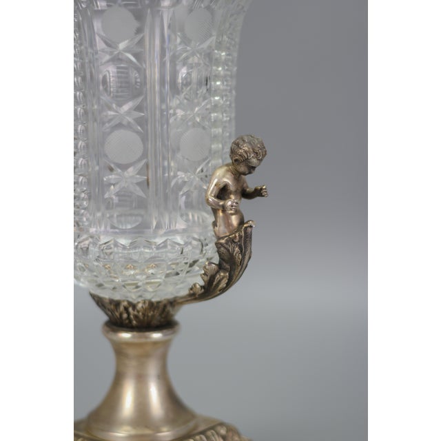 Czech Crystal Glass and Brass Vase with Cherubs, 1970s For Sale - Image 4 of 18