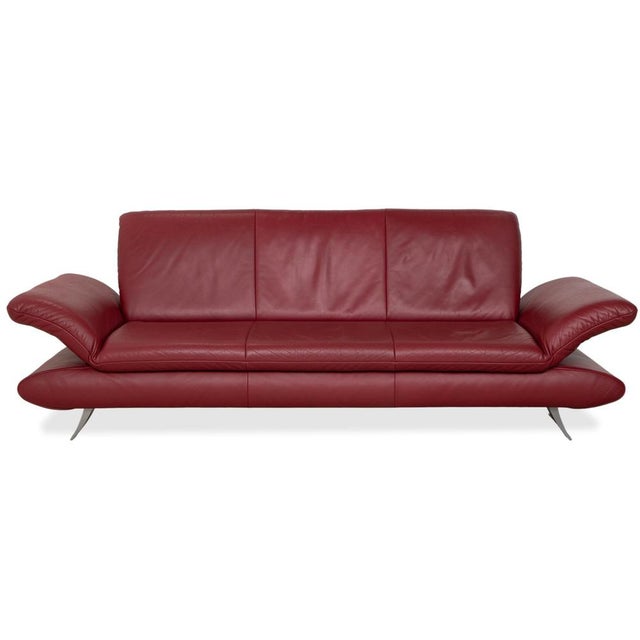 Red Leather Rossini Three-Seater Sofa with Manual Function from Koinor For Sale - Image 11 of 11