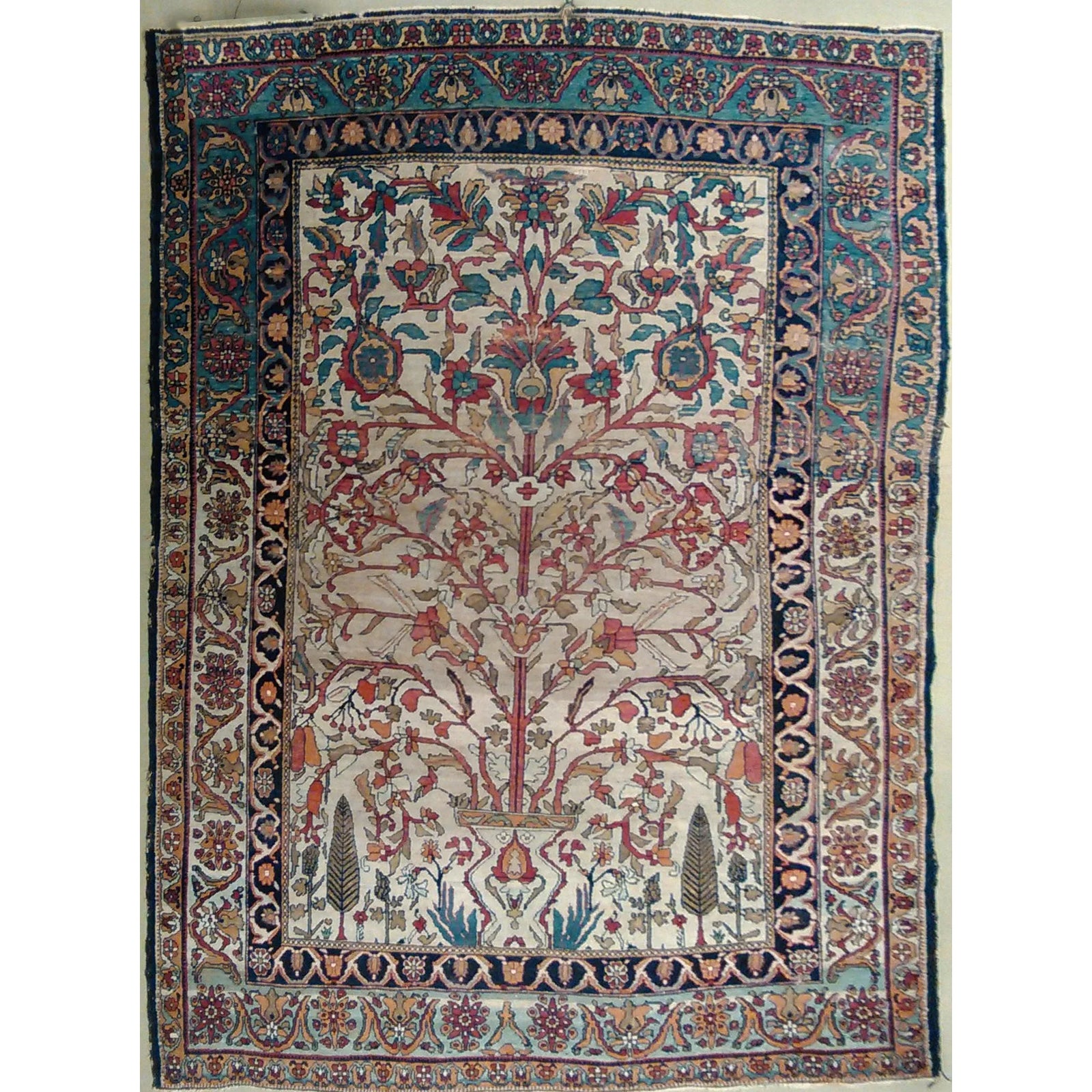 Antique Lavar Kerman Hand-Knotted Rug - 4’7” X 6’5” | Chairish