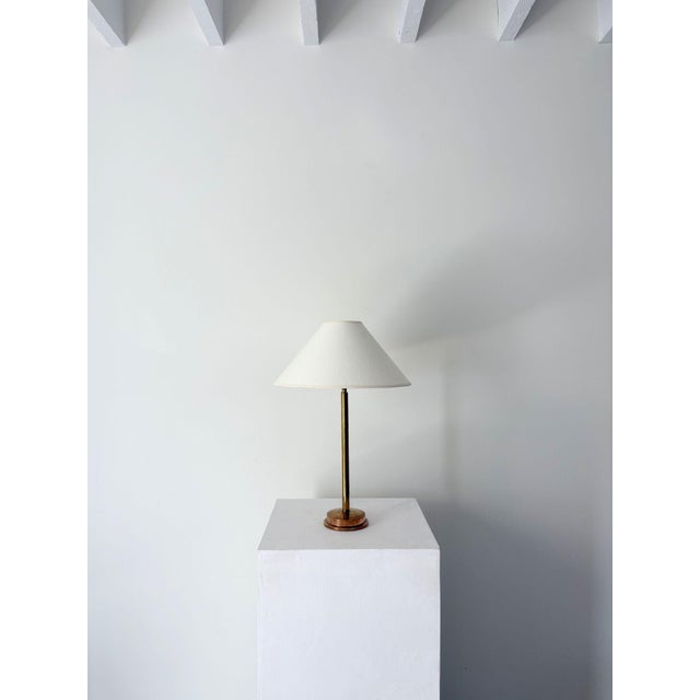 Metal Swedish Modern Table Lamp with Slim Brass Stem, 1950s For Sale - Image 7 of 7