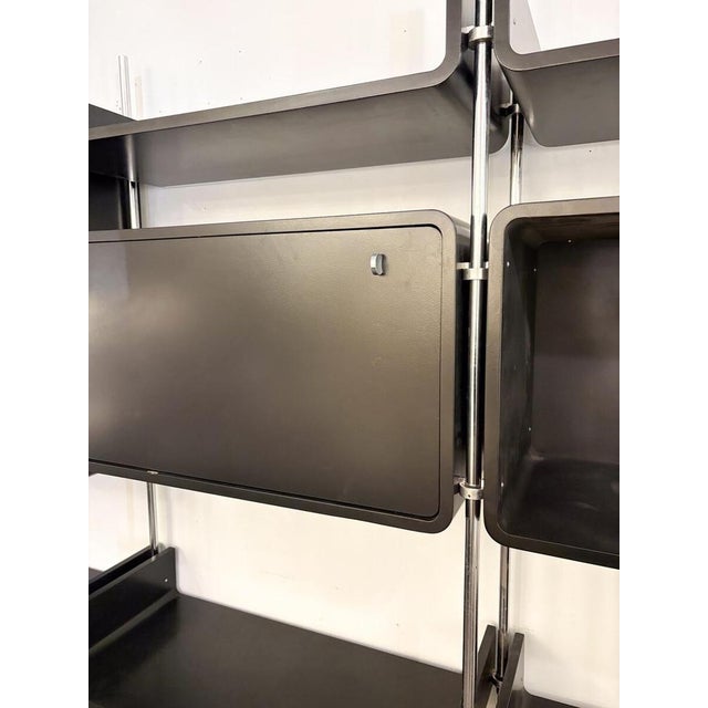 Modular Wall Unit in Lacquered Wood and Steel by Michel Ducaroy, France, 1970s For Sale - Image 6 of 10