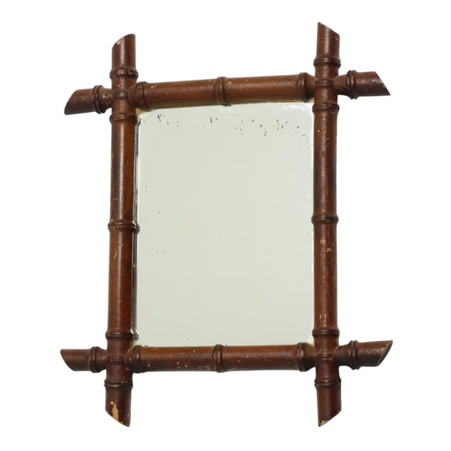Wood French Wooden Faux Bamboo Mirror For Sale - Image 7 of 15