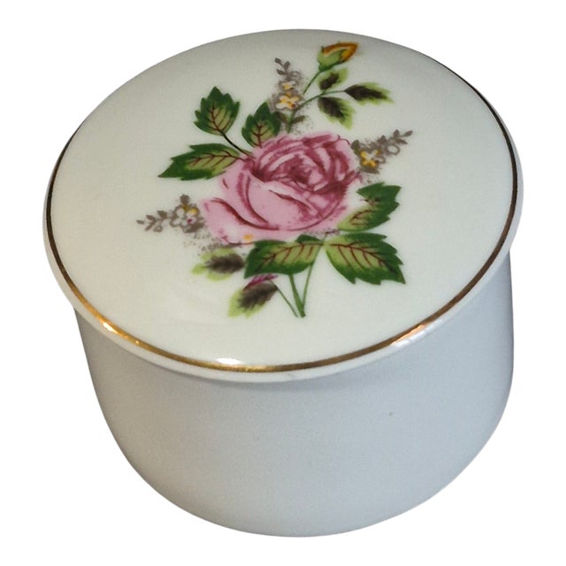 Vintage Fine Porcelain Leart Brazil Romantic Pink Roses Trinket Box For Sale - Image 6 of 6