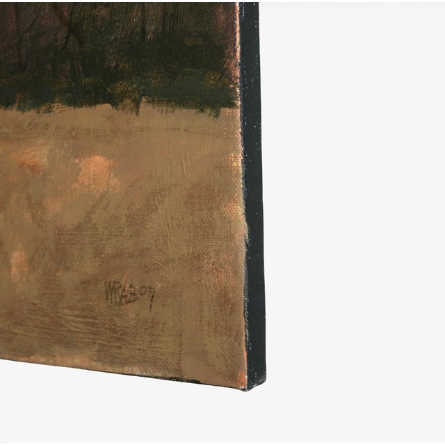 Mid 20th Century Landscape Oil Painting by William Rabon of Autumn Field With Trees and Blue Sky For Sale - Image 12 of 15