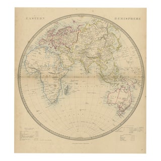 Antique Map of the Eastern Hemisphere with Population and Religions Tables, 1858 For Sale