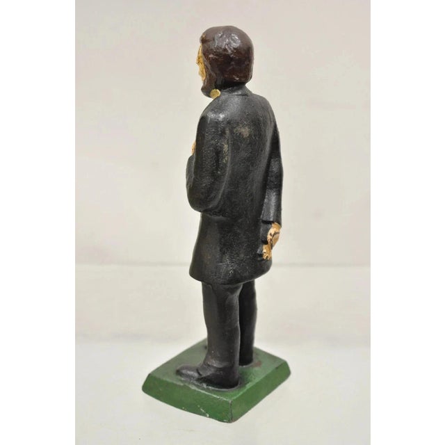 Antique Victorian Cast Iron Honest Abe Abraham Lincoln Figural Painted Door Stop For Sale In Philadelphia - Image 6 of 10