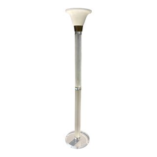 Extra Tall 1980's Italian Made Lucite Torchiere Floor Lamp 'Clearlite' by Bauer For Sale