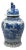 Large Chinese Blue & White Porcelain Ginger Jar With Foo Dog Lid For Sale
