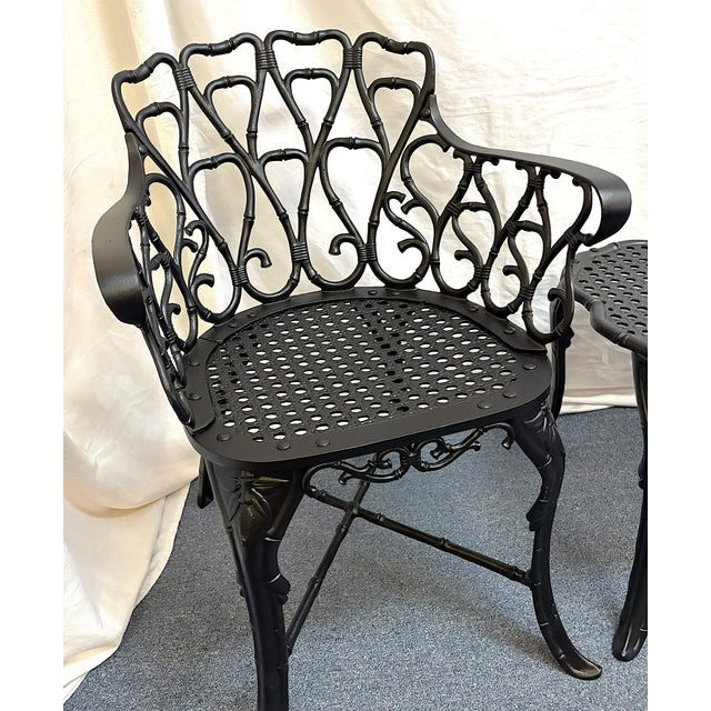 Metal Vintage Set of 'Barrycraft' Style Cast Aluminum Outdoor Table and Two Chairs- 3 Pieces For Sale - Image 7 of 18