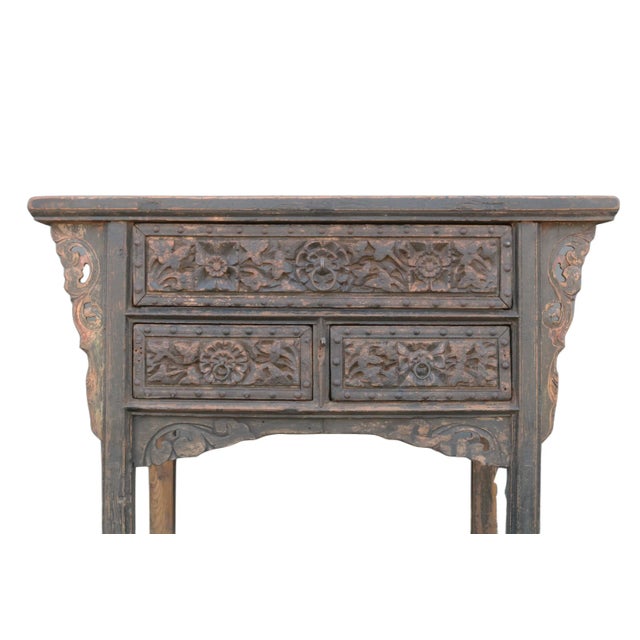 Early 19th Century Antique Hand Carved Antique Shanxi Console Table For Sale - Image 5 of 8