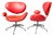 Danish Bird Lounge Chairs in Red Leather from Preben Fabricius & Jørgen Kastholm, 1960s, Set of 2 For Sale