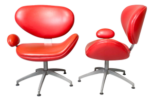 Danish Bird Lounge Chairs in Red Leather from Preben Fabricius & Jørgen Kastholm, 1960s, Set of 2